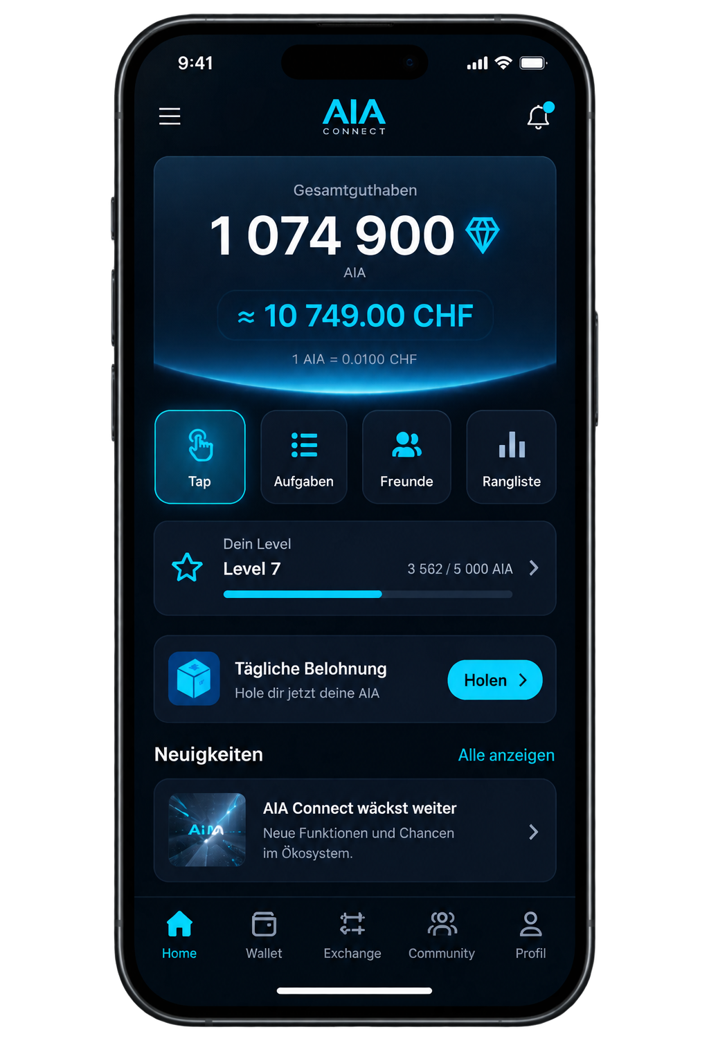 AIA Connect digitale Werte Verwaltung und Conversion